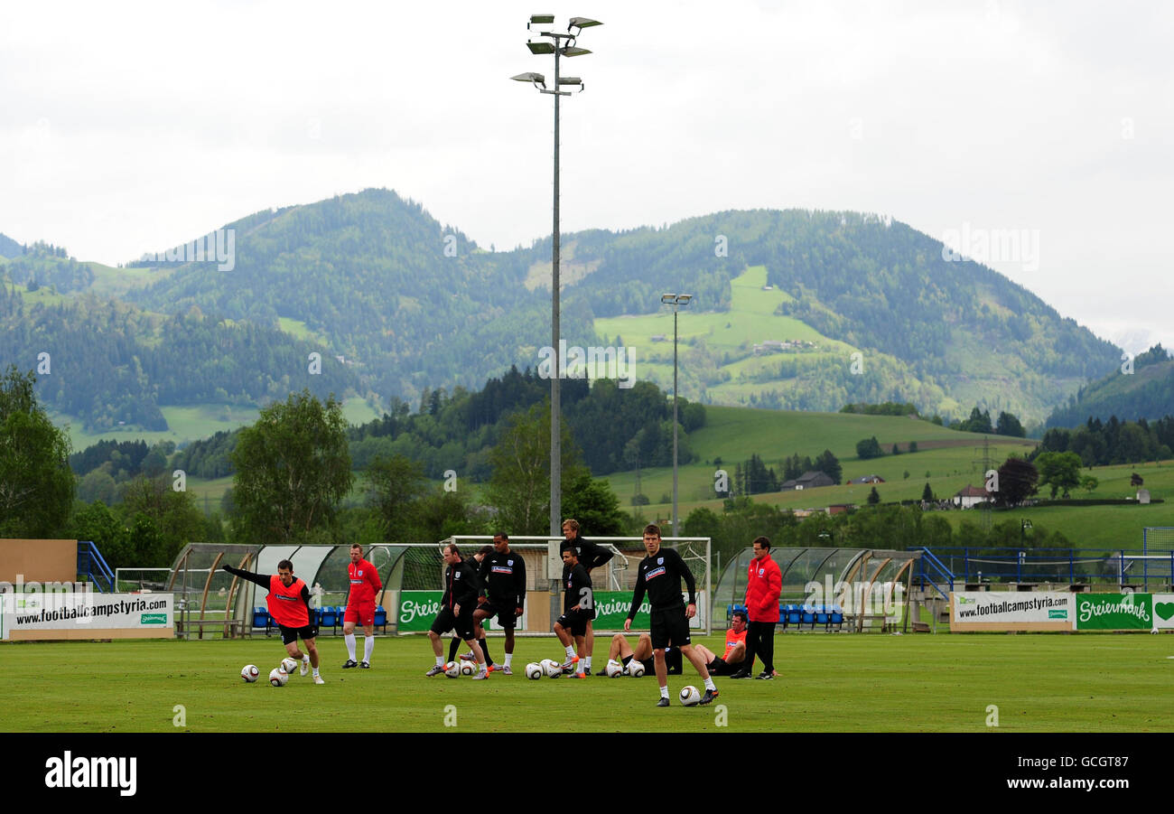 England players during the training session at the ATV Arena, Irdning, Austria. Stock Photo