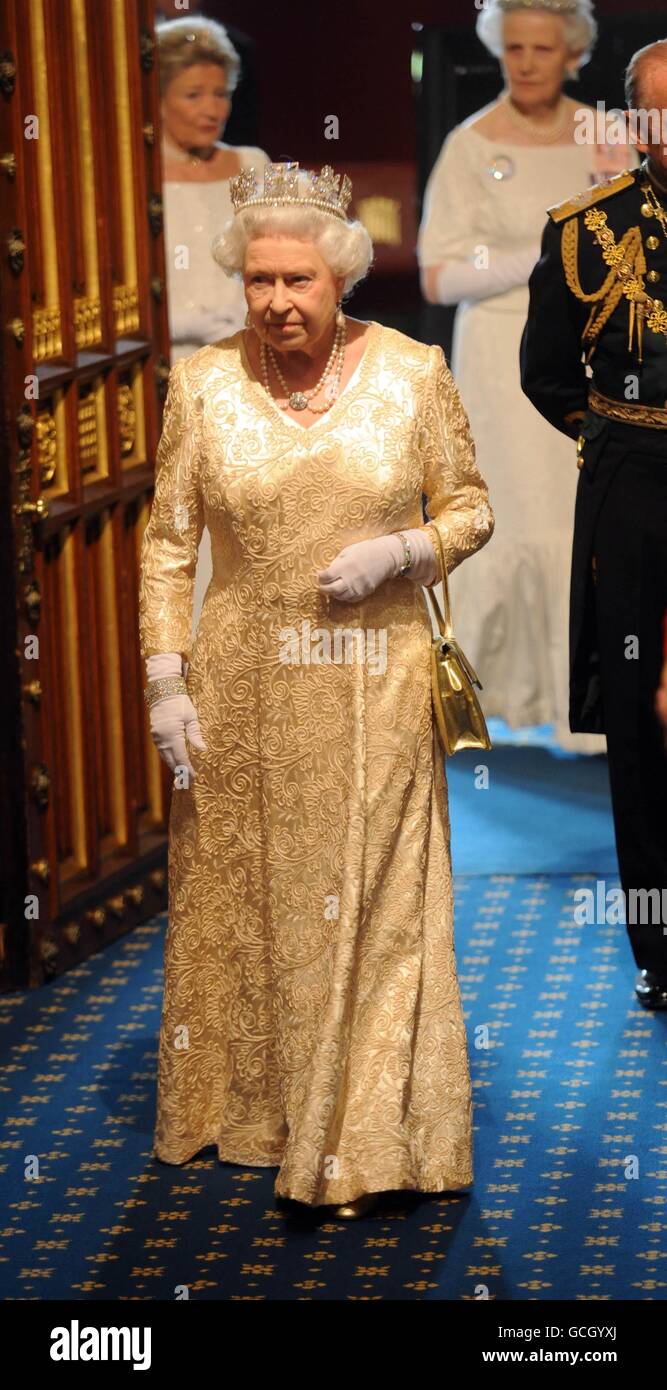 Britain's Queen Elizabeth II attends the State Opening of Parliament, in the House of Lord's at the Palace of Westminster, London Stock Photo