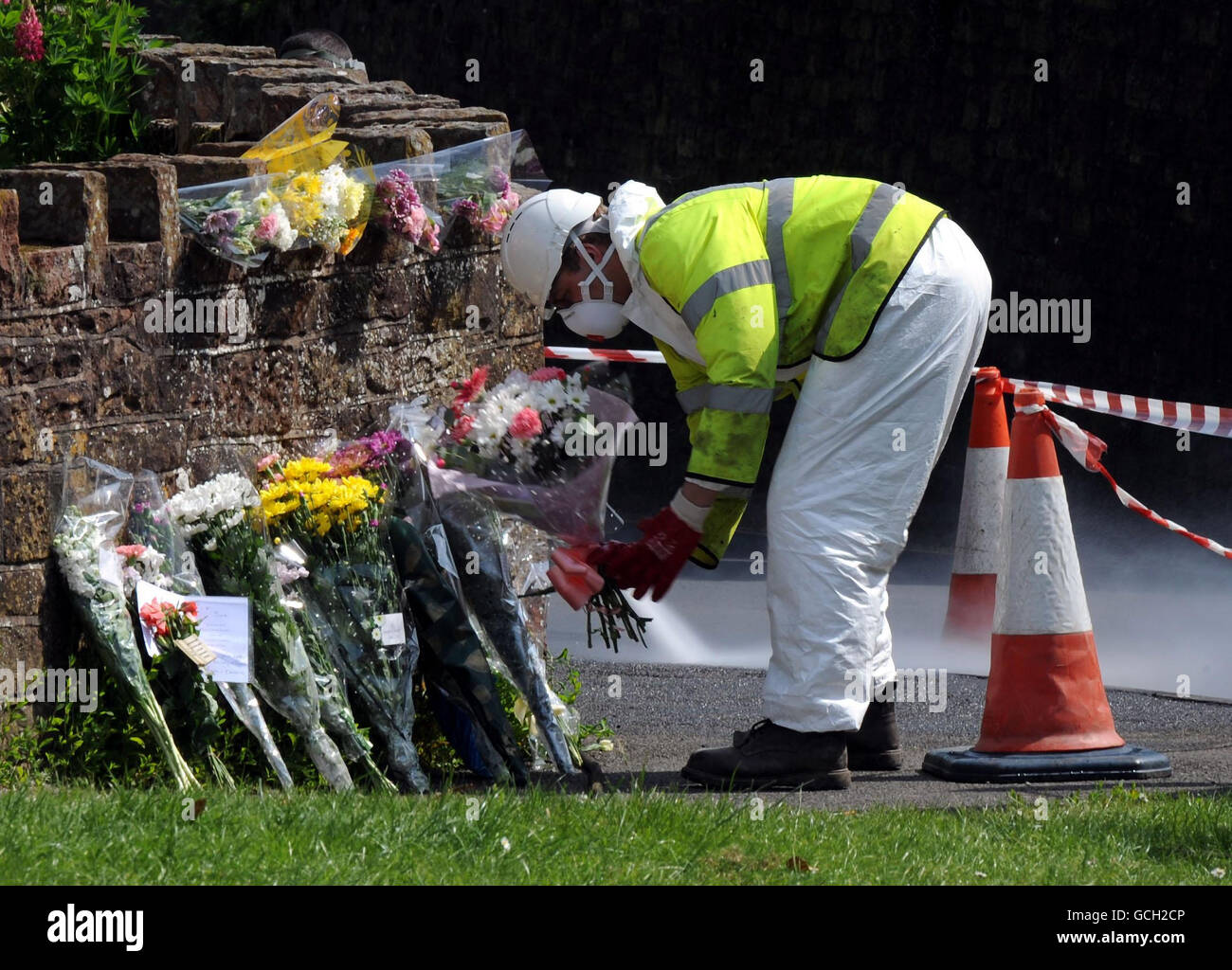 Floral tributes are left in Egremont after the shooting rampage by