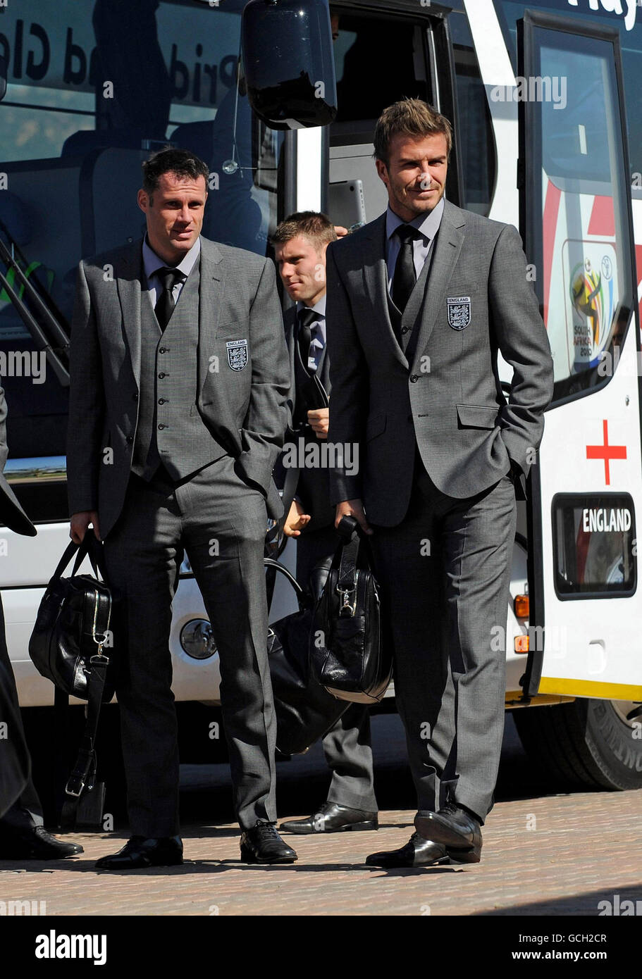 England's Jamie Carragher (left) and David Beckham arrive at the Royal ...