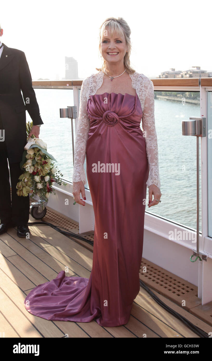 Twiggy Lawson onboard the luxury cruise ship Seabourn Sojourn ahead of its naming ceremony, on the River Thames in London. Stock Photo