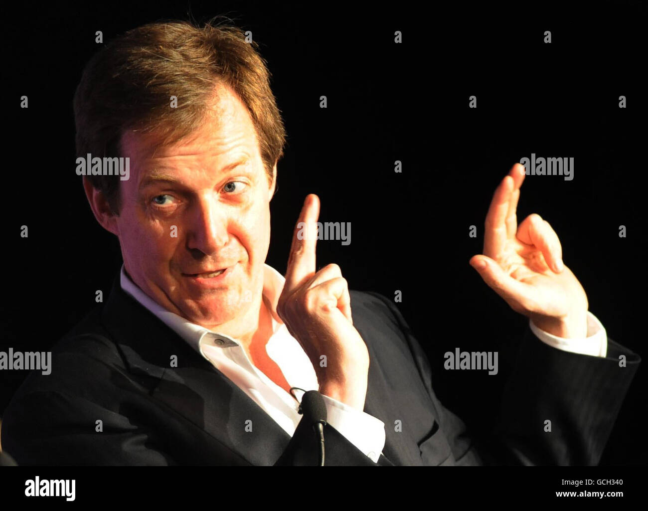 Hay Festival. Journalist and political strategist Alastair Campbell speaks at the Hay Festival in Hay-on-Wye. Stock Photo