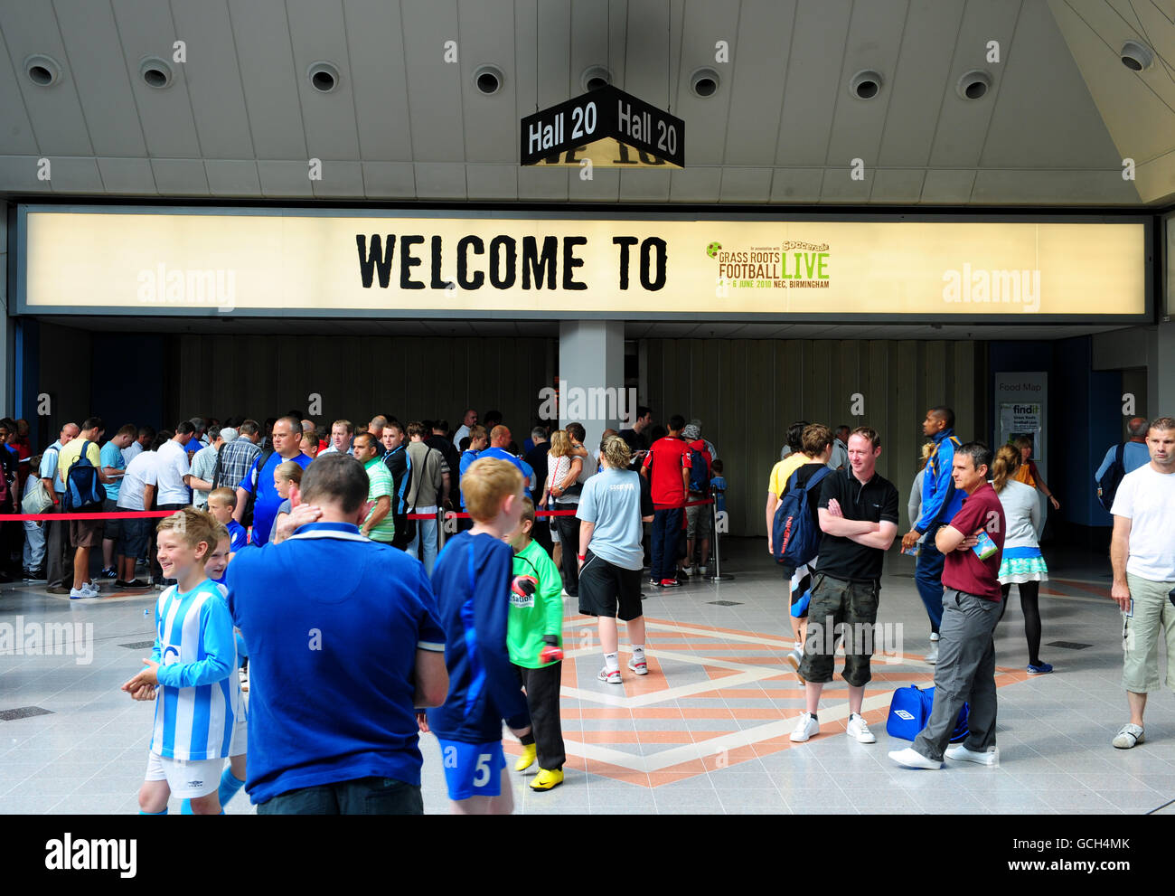 Fans queue to get into the Grass Roots Football Live event Stock Photo ...