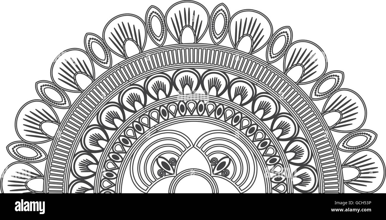 Download circular decorative line half mandala icon Stock Vector ...
