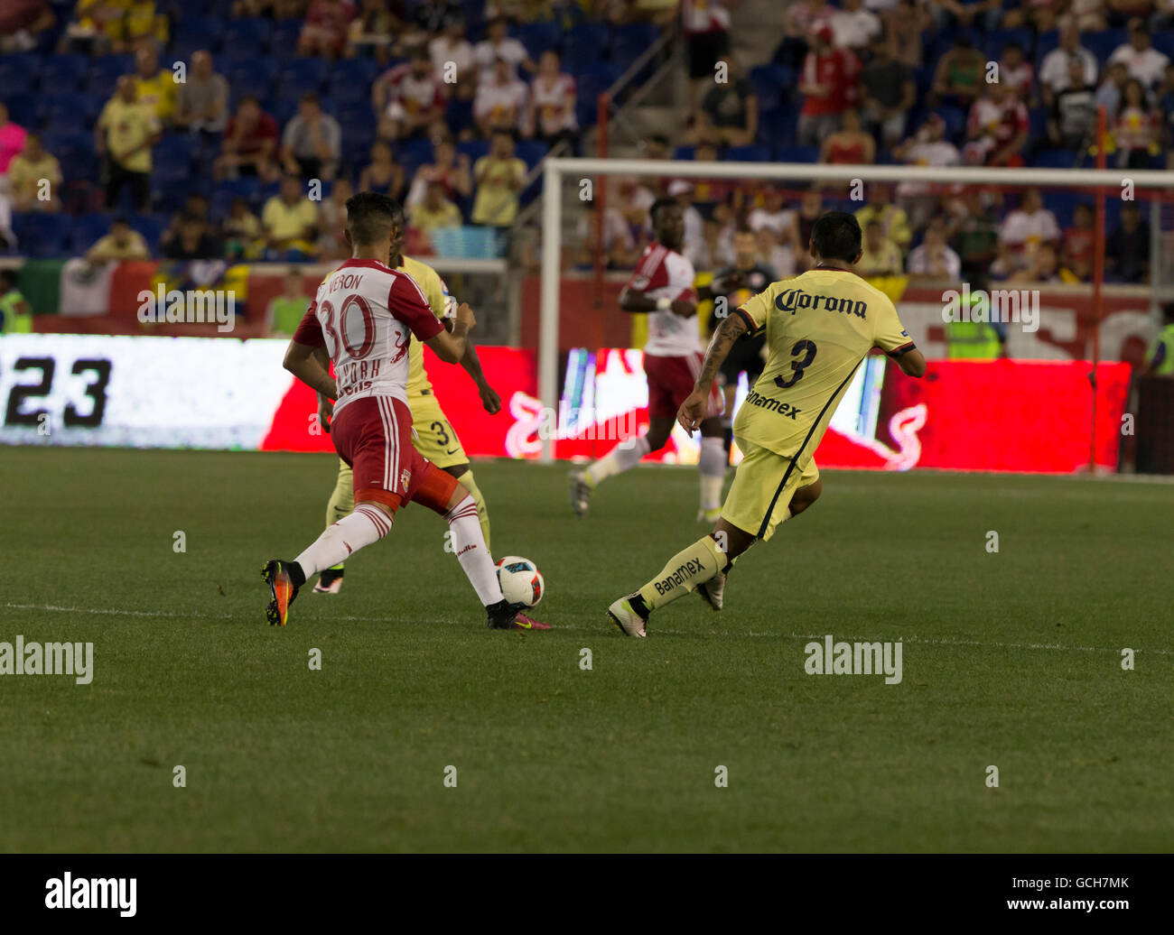 Harrison, NJ USA - July 6, 2016: Gonzalo Veron (30) of New York Red Bulls controls ball during friendly game against Club America of Liga MX Mexico at Red Bull arena Red Bulls won 2 - 0 Stock Photo