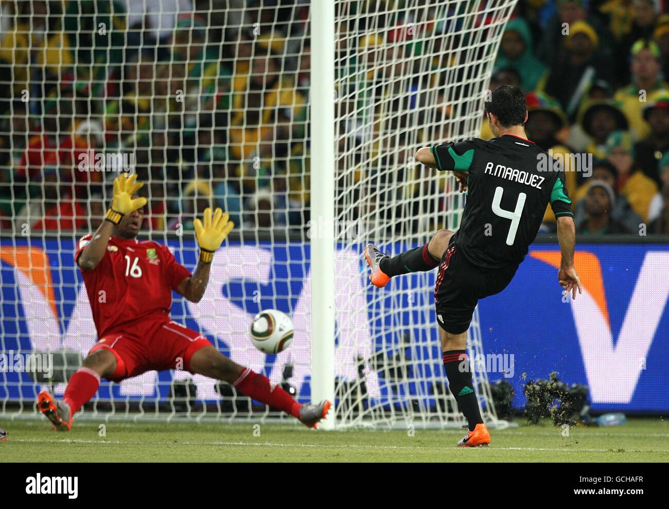 Soccer - 2010 FIFA World Cup South Africa - Group A - South Africa v Mexico - Soccer City Stadium. Mexico's Rafael Marquez scores his sides first goal of the game Stock Photo