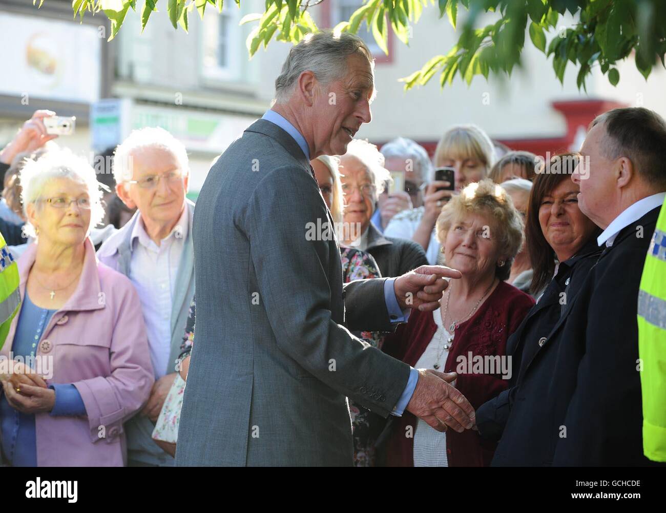 The Prince of Wales meets some townsfolk during his visit to Whitehaven. Stock Photo
