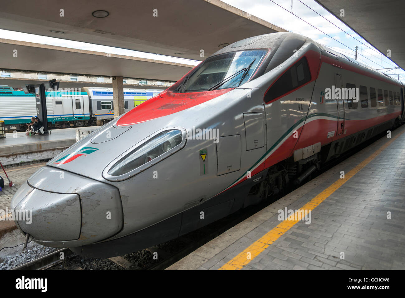 High speed train in a station; Florence, Italy Stock Photo Alamy