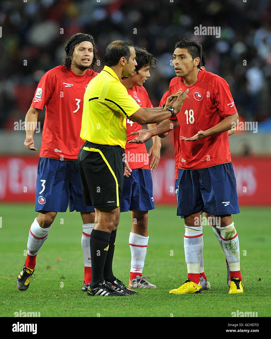 Chile players appeal to referee khalil al ghamdi hi-res stock photography  and images - Alamy