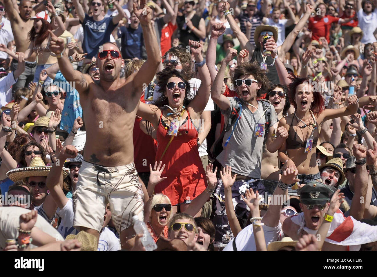 The crowd go wild as England score the first goal against Slovenia at ...