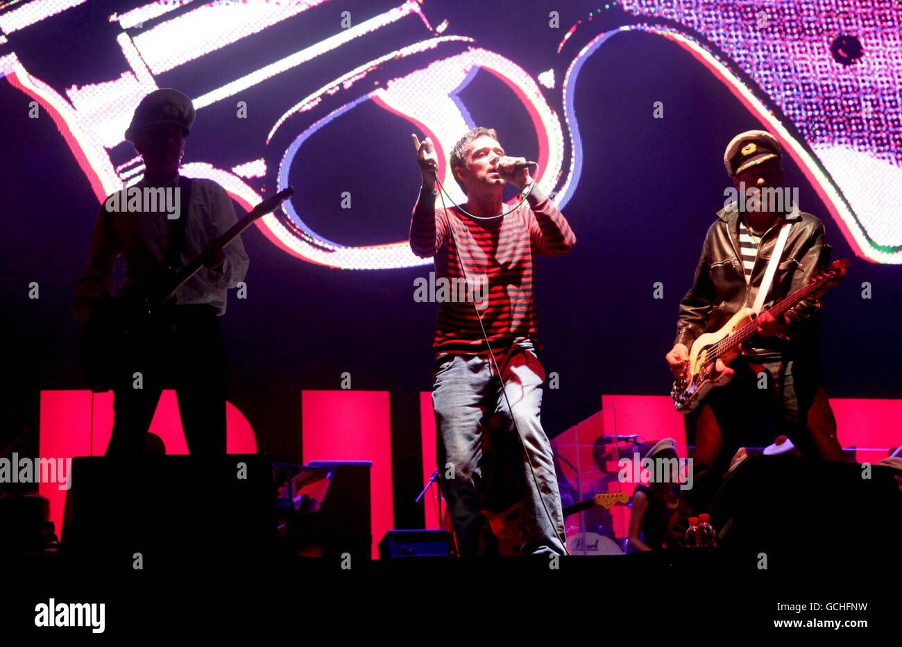 (Left to right) Mick Jones, Damon Albarn and Paul Simonon of Gorillaz