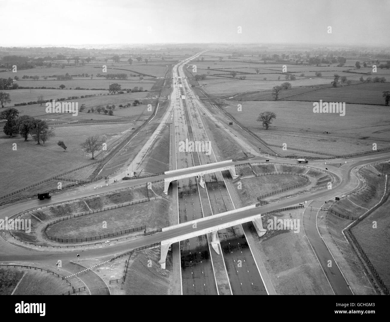 London to Yorkshire Motorway The M1 Broughton Roundabout Stock