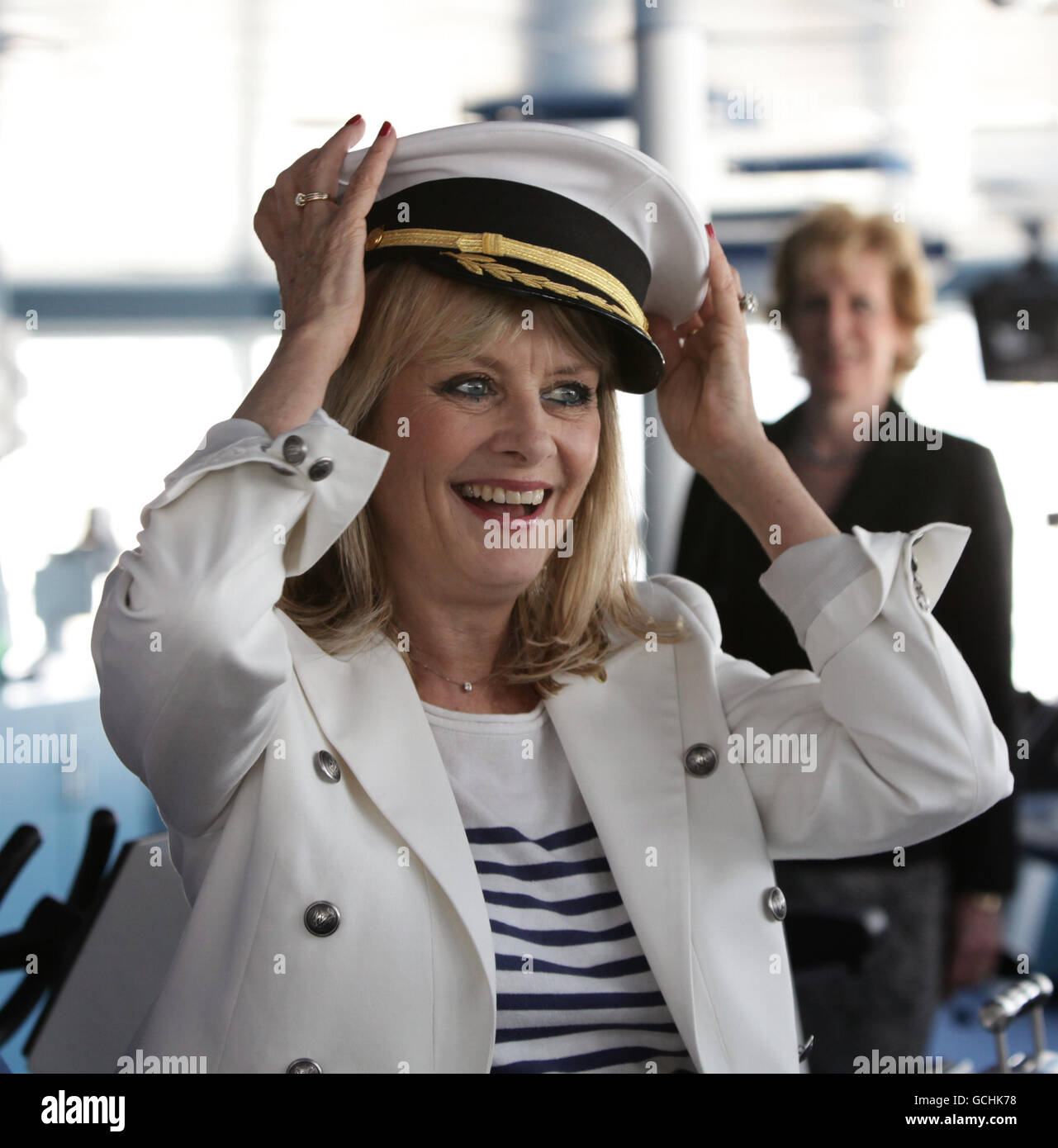 Twiggy Lawson onboard the luxury cruise ship Seabourn Sojourn ahead of the naming ceremony, on the River Thames in London. Stock Photo