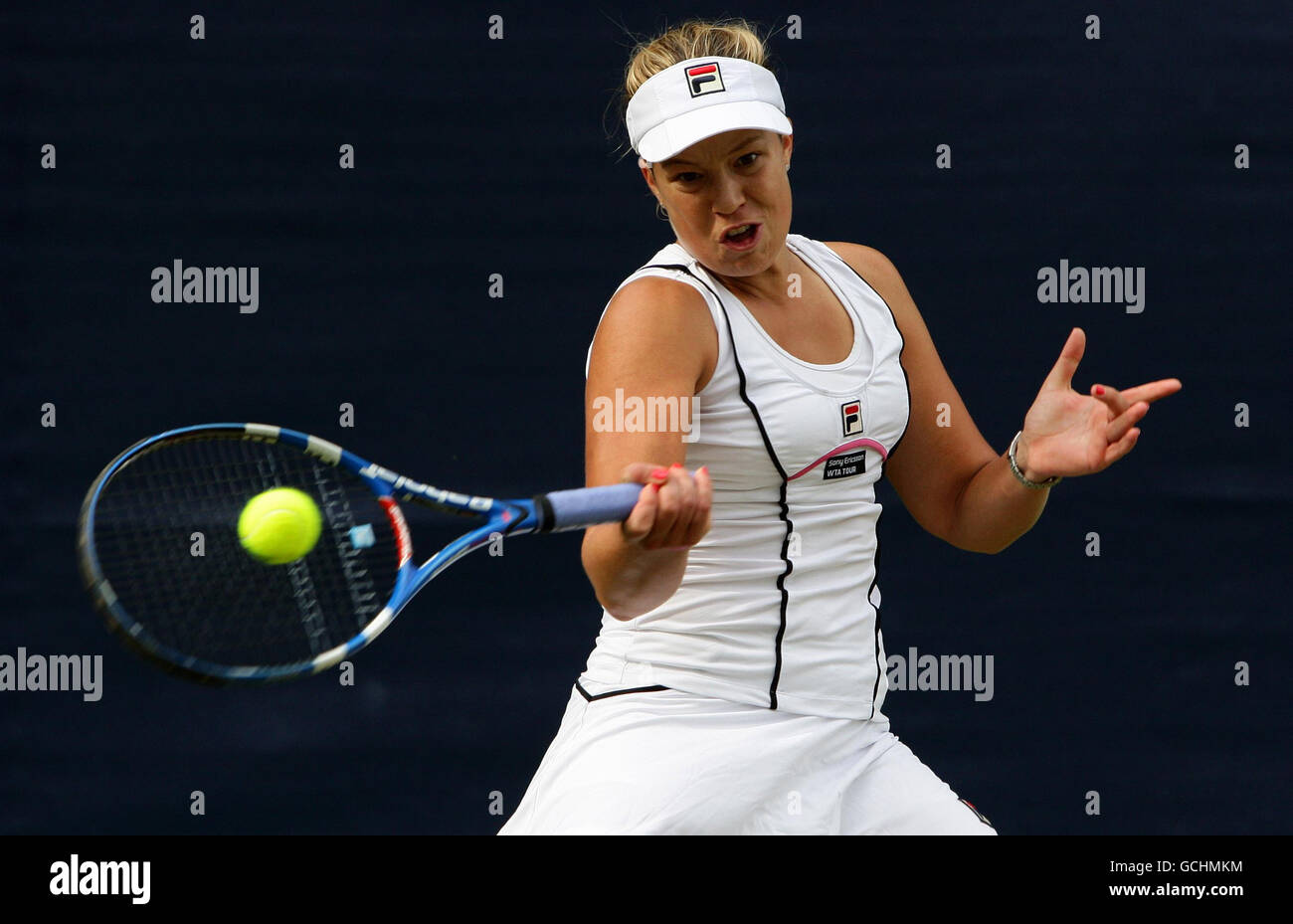 Australia's Sophie Ferguson plays a shot in her match against USA's Jill Craybas during the AEGON Classic at Edgbaston Priory Club, Birmingham. Stock Photo