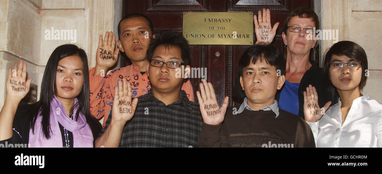 Names political prisoners in burma written on hands hires stock