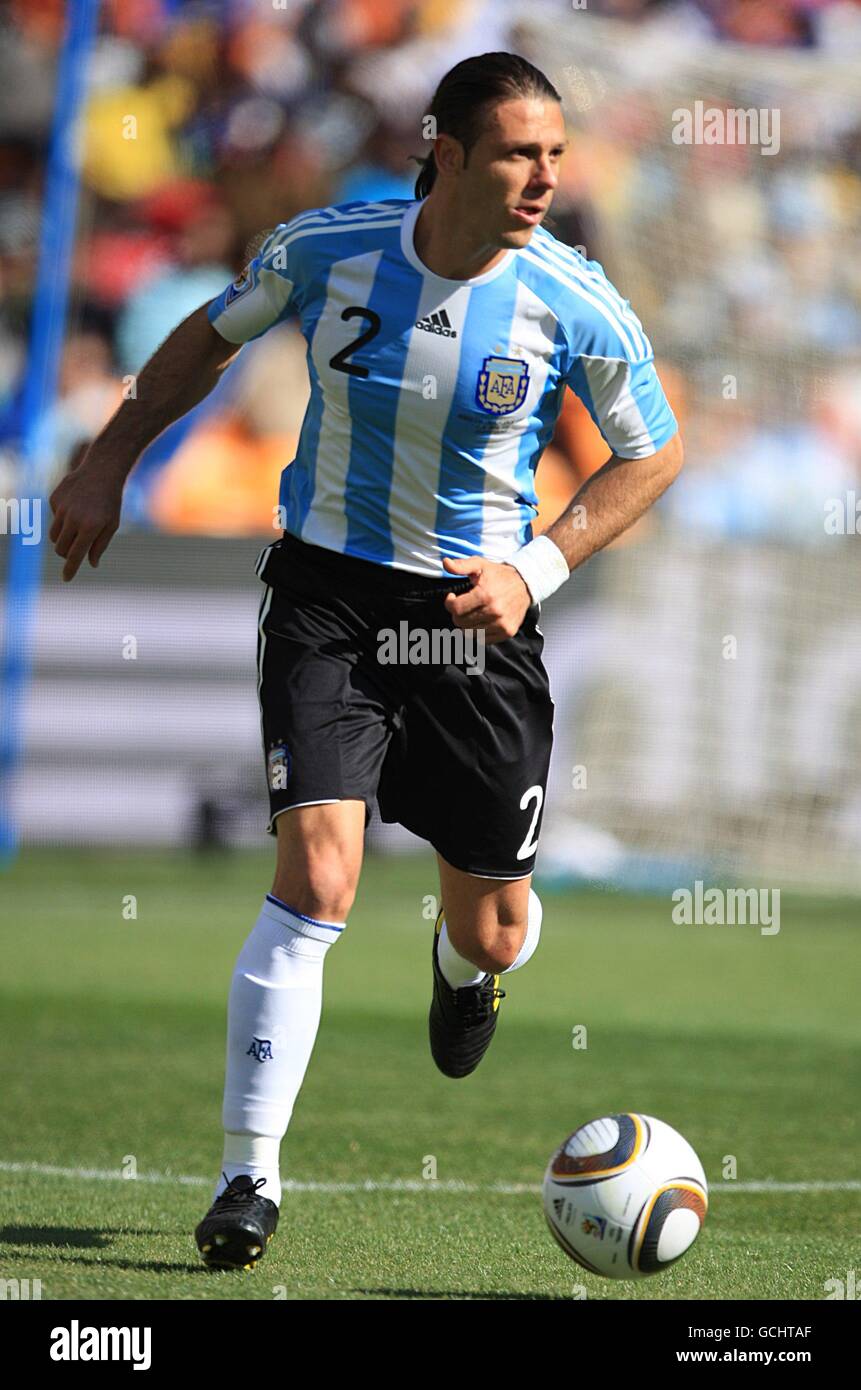 Soccer - 2010 FIFA World Cup South Africa - Group B - Argentina v South Korea - Soccer City Stadium. Martin Demichelis, Argentina Stock Photo