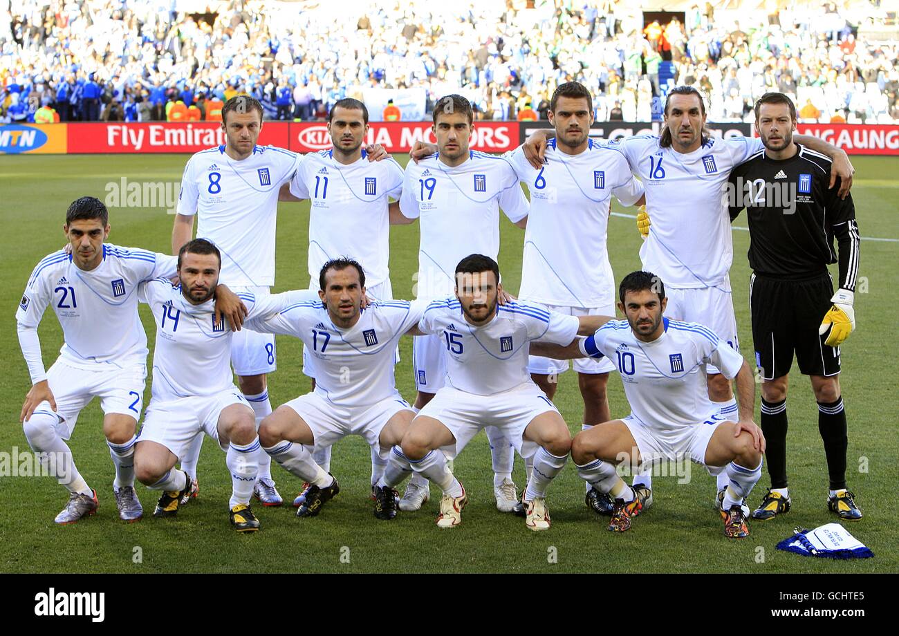 Soccer - 2010 FIFA World Cup South Africa - Group B - Greece v Nigeria - Free State Stadium. Greece team photo Stock Photo
