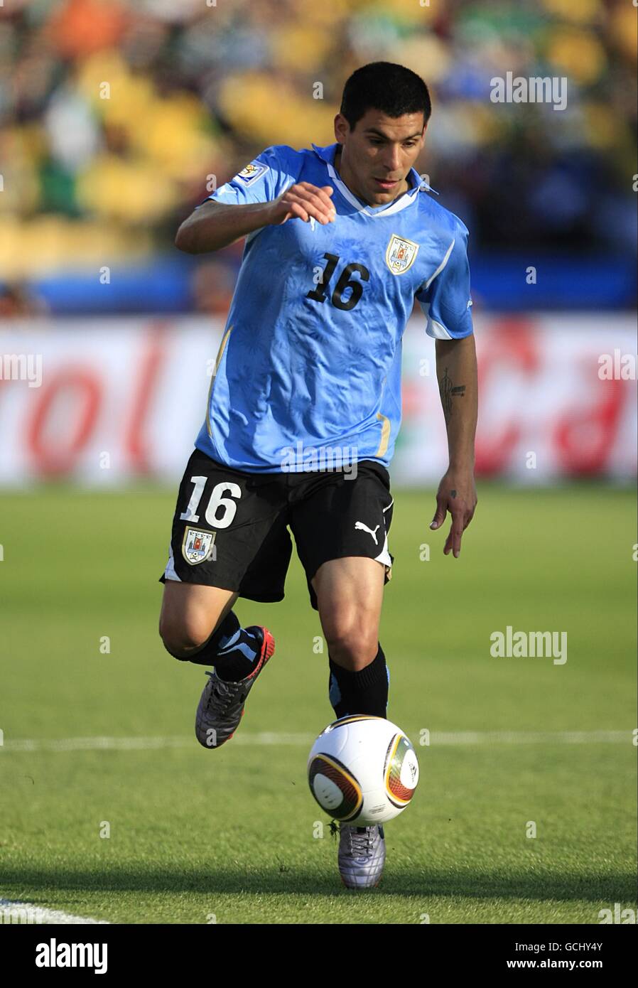 Soccer - 2010 FIFA World Cup South Africa - Group A - Mexico v Uruguay - Royal Bafokeng Stadium. Victorio Maxi Pereira, Uruguay Stock Photo