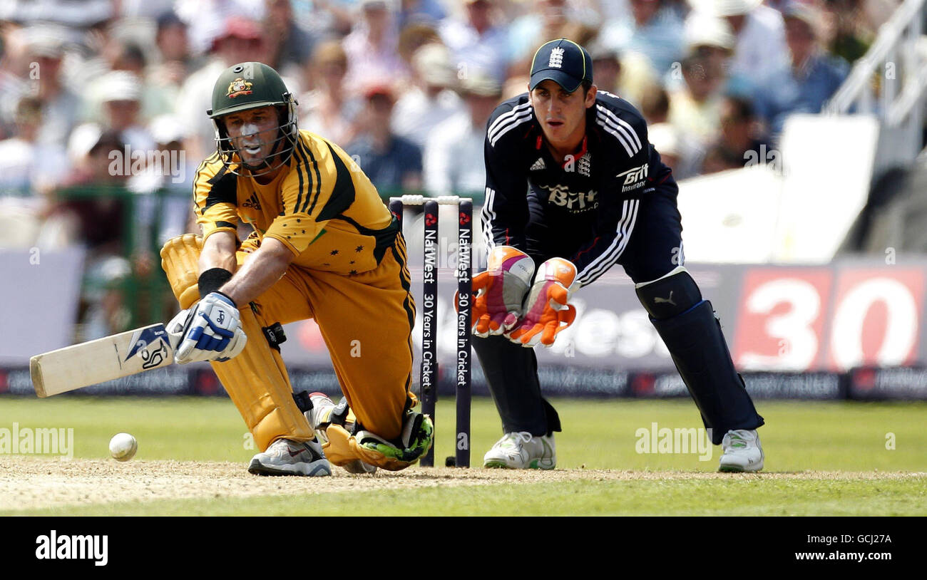 Cricket - NatWest Series - Third One Day International - England v Australia - Old Trafford. Australia's Michael Hussey during the Third One Day International at Old Trafford Cricket Ground, Manchester. Stock Photo