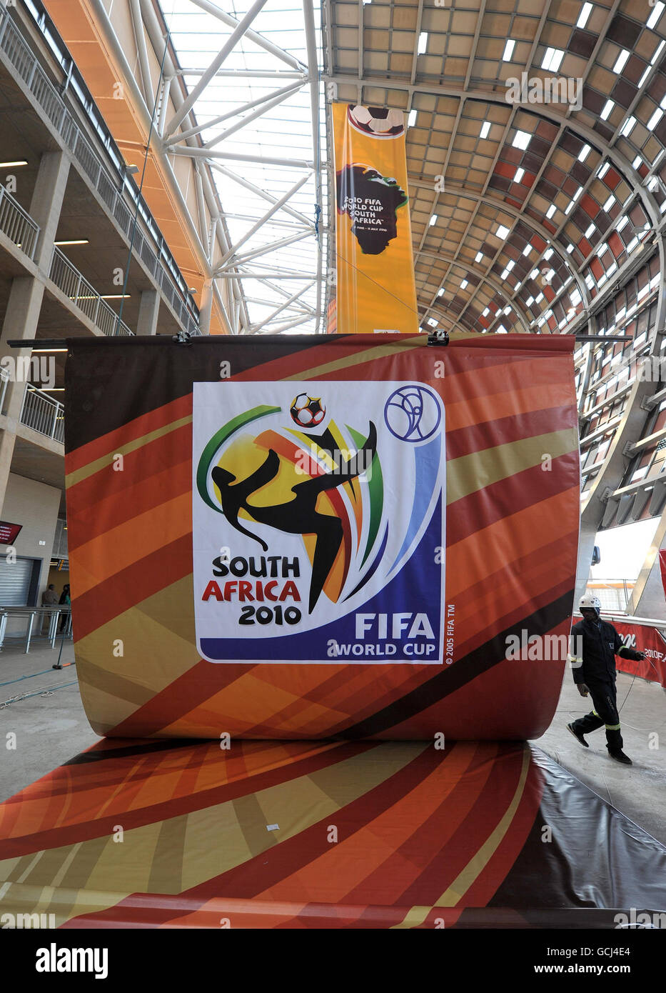 Banners are hung from the rafters as final preparations are made before ...