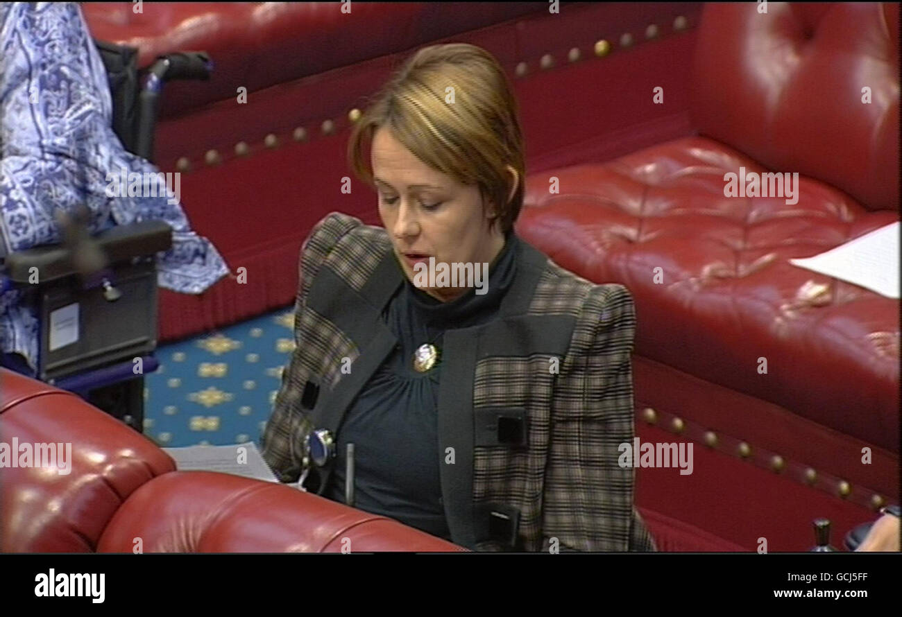 Former Paralympian gold medalist, Baroness Grey-Thompson, speaks in the House of Lords, London. Stock Photo