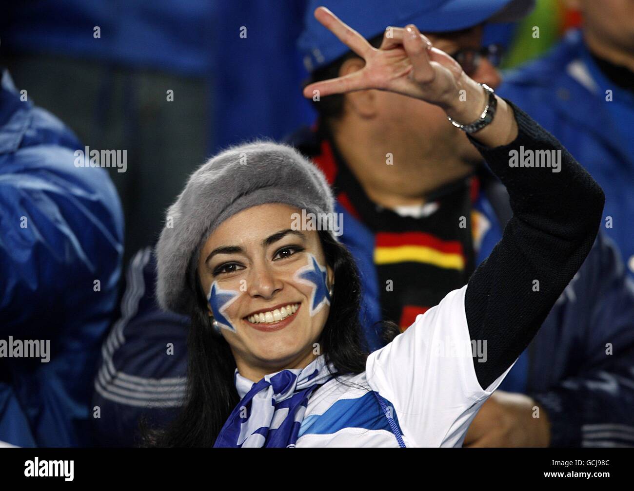 Soccer - 2010 FIFA World Cup South Africa - Group H - Spain v Honduras - Ellis Park. A Honduras fan shows her support, in the stands prior to kick off Stock Photo