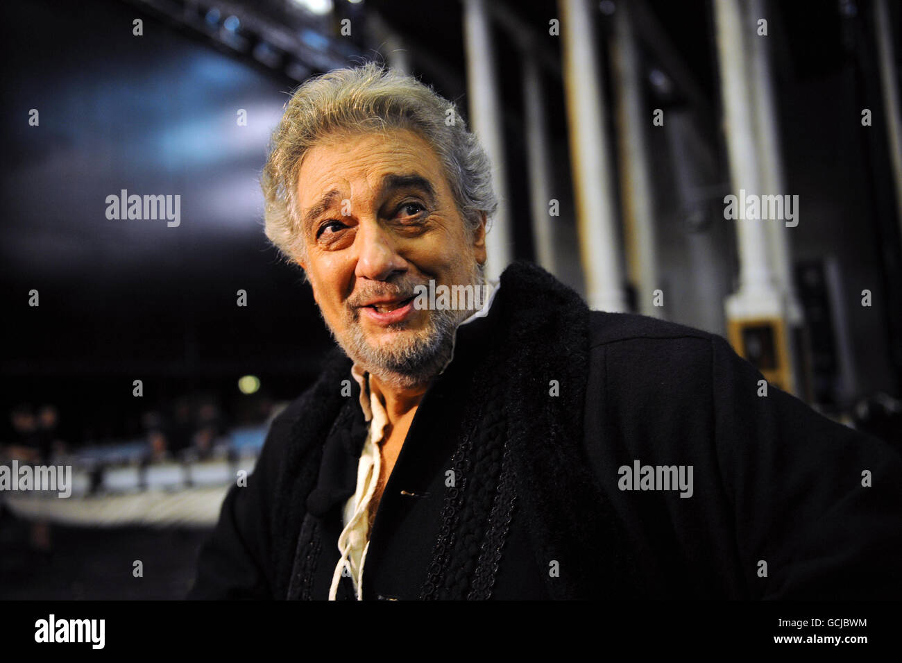Placido Domingo backstage after performing in Verdi's Simon Boccanegra at the Royal Opera House in London - his 225th performance at the famous venue. The Spanish tenor sung in barritone, as demanded by the role. Stock Photo