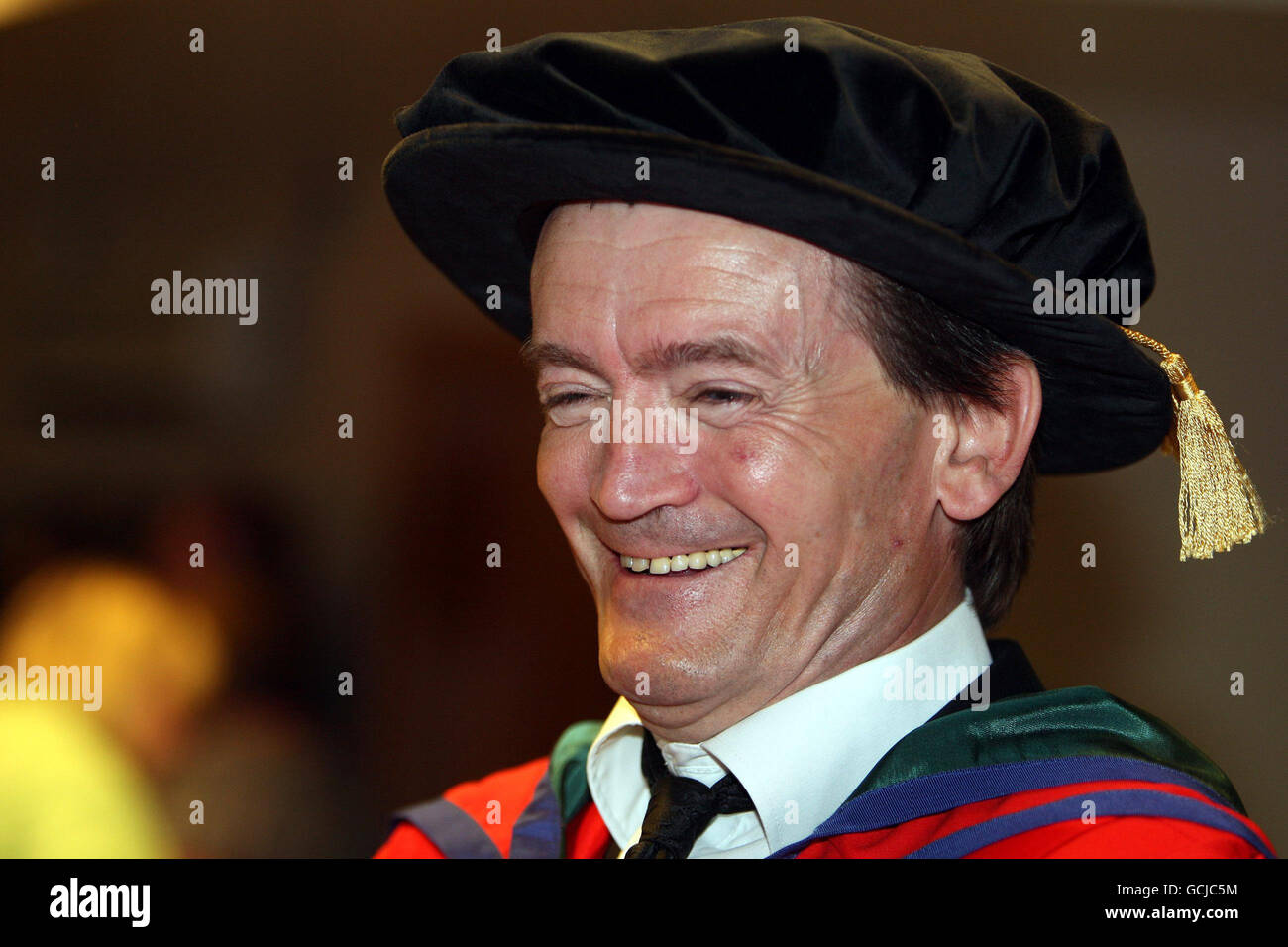 Former Undertones frontman Feargal Sharkey who was presented with an honorary degree by University of Ulster Chancellor James Nesbitt at a ceremony at the Waterfront Hall in Belfast. Stock Photo