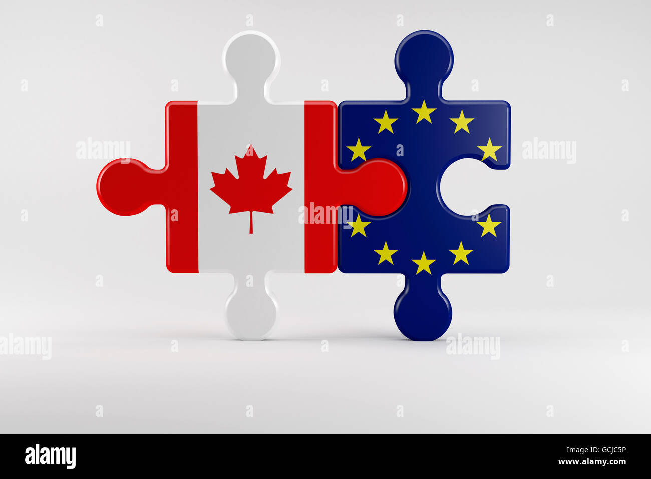 3d illustration, Puzzle pieces as Symbol for the Relationship between Canada  and the EU Stock Photo - Alamy