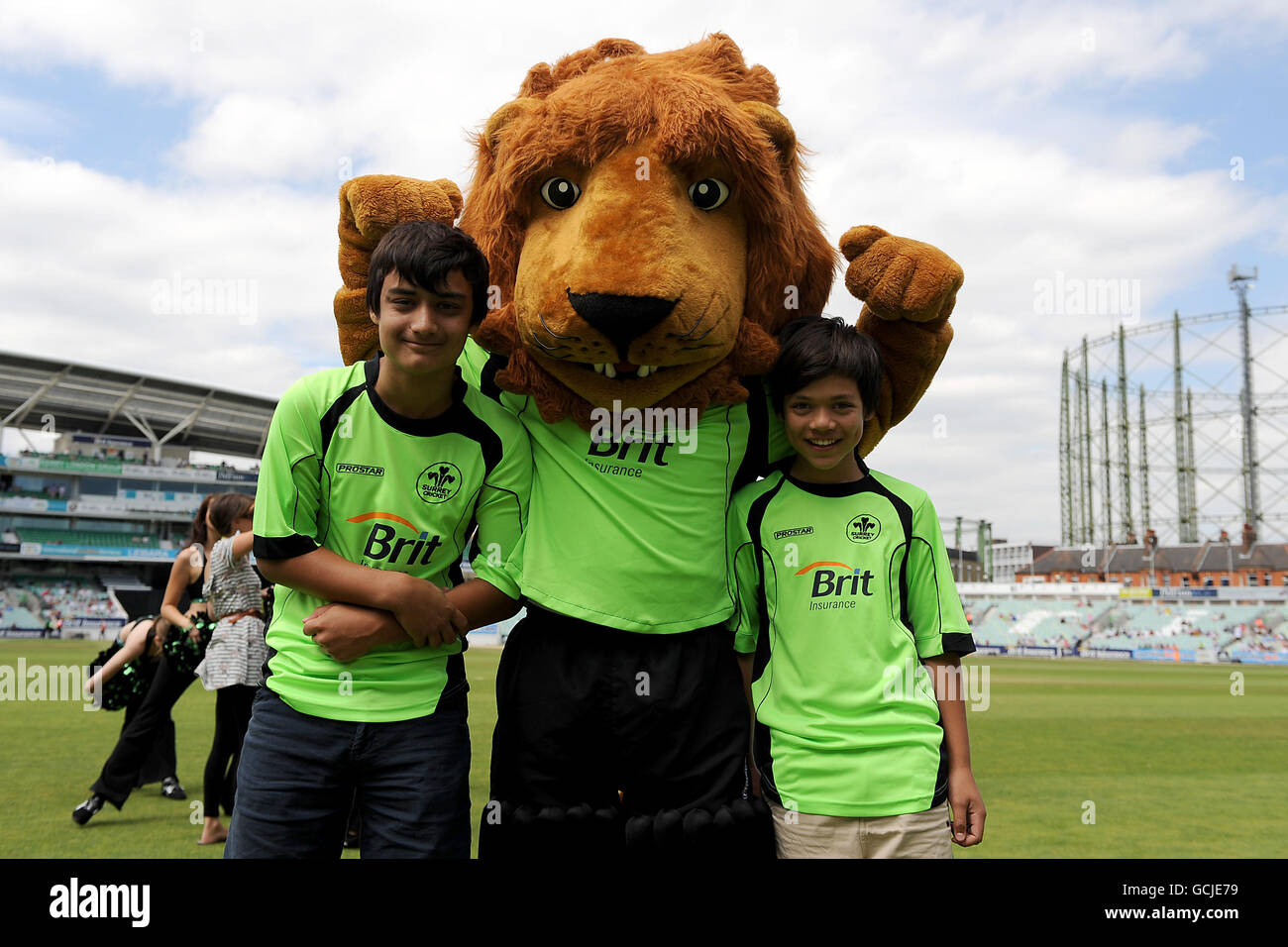 Surrey mascots on pitch prior to match hires stock photography and