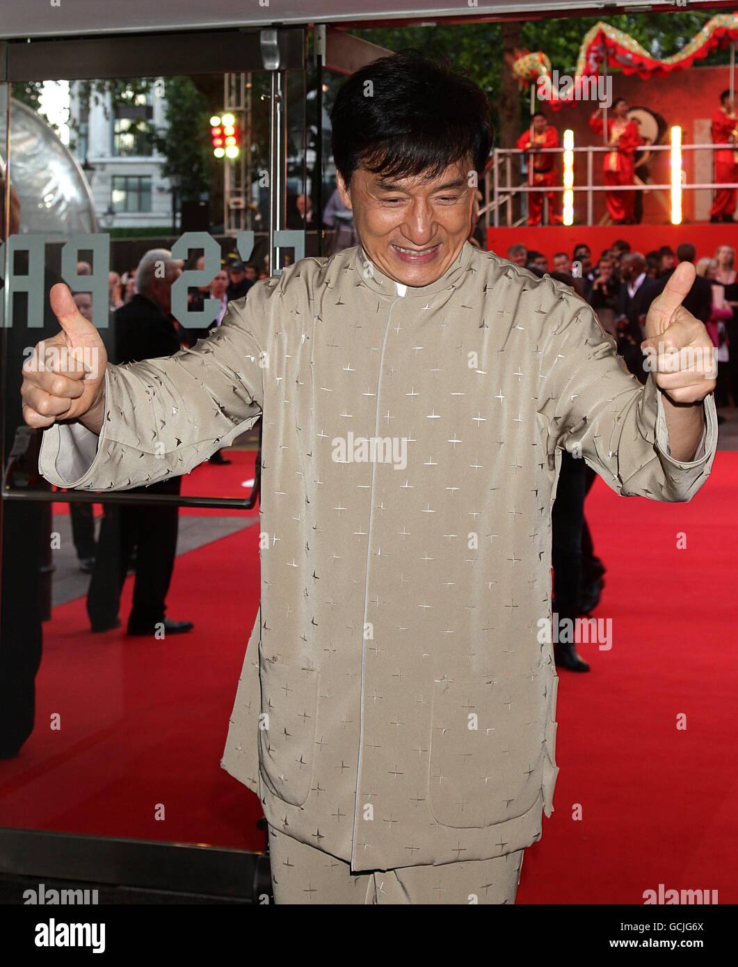 Jackie Chan arriving for the UK Gala Premiere of The Karate Kid, at the Odeon West End, Leicester Square, London. Stock Photo