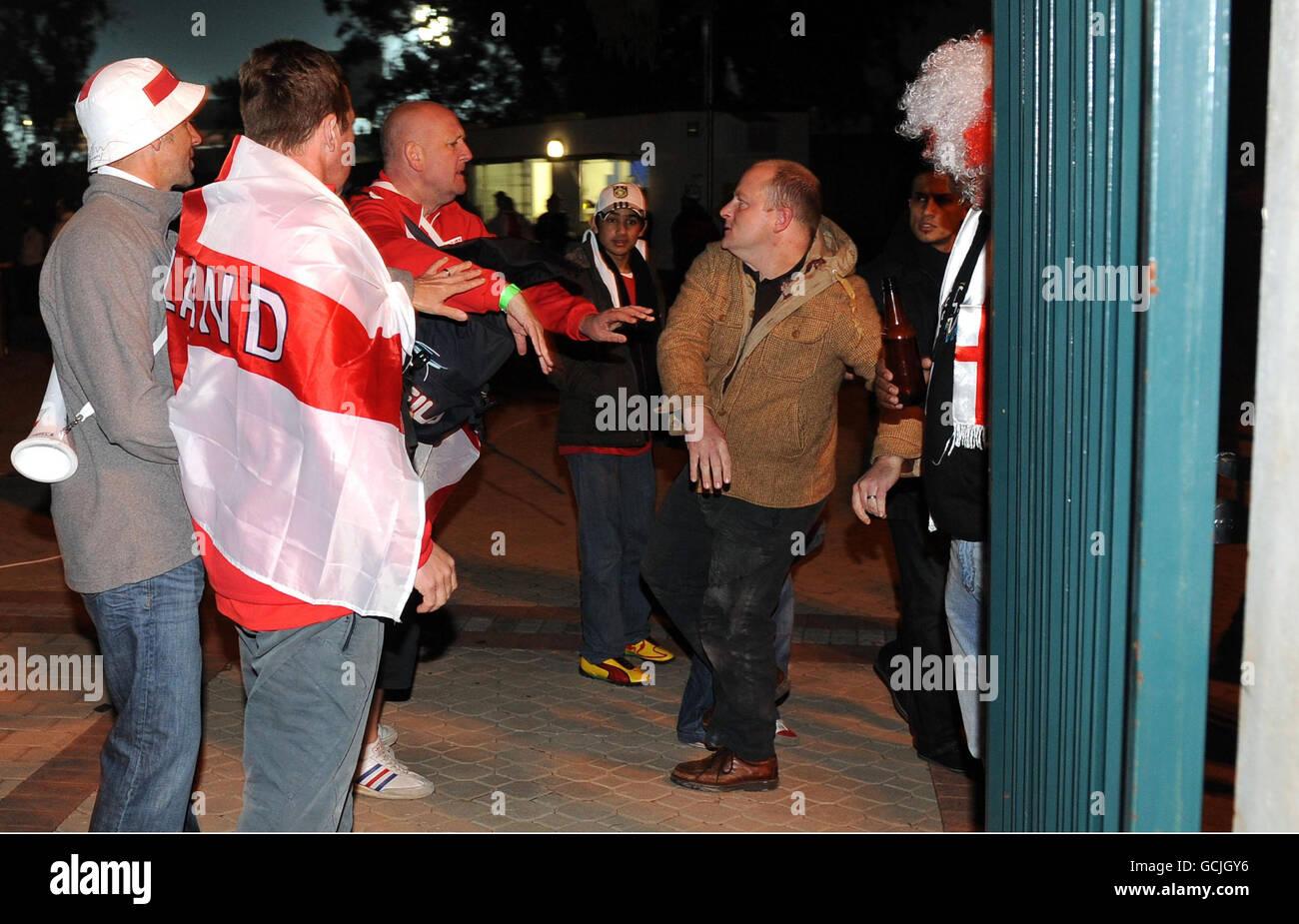 Fans outside the Royal Bafokeng Stadium in Rustenburg following England ...