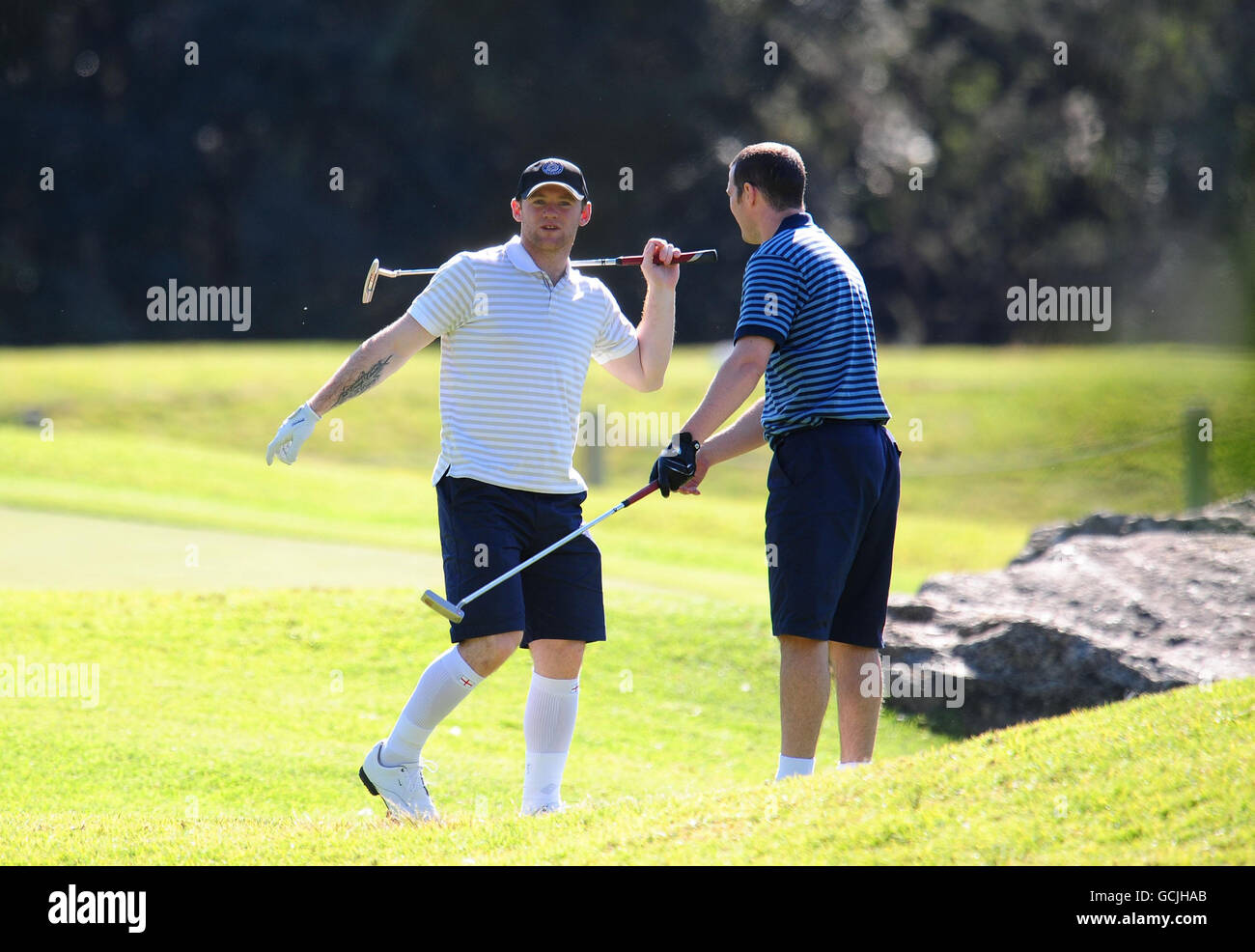 Englands Wayne Rooney on the Lost City Golf Course at Sun City, South Africa. Stock Photo