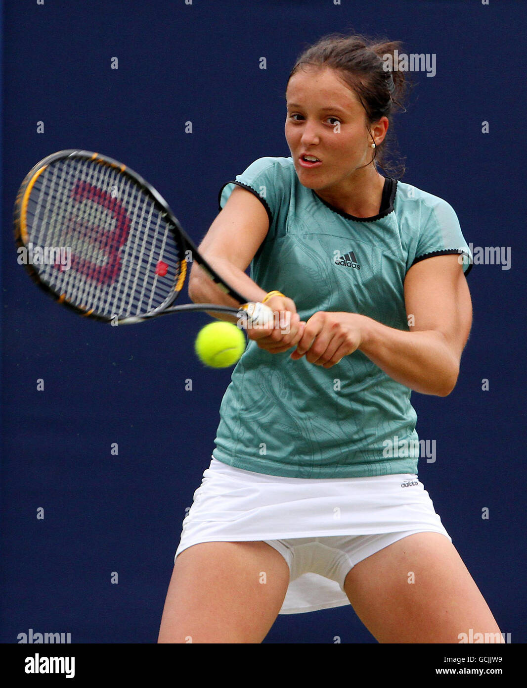 Great Britain's Laura Robson in action in her Maureen Connolly Challenge Match Trophy game, during the AEGON International at Devonshire Park, Eastbourne. Stock Photo