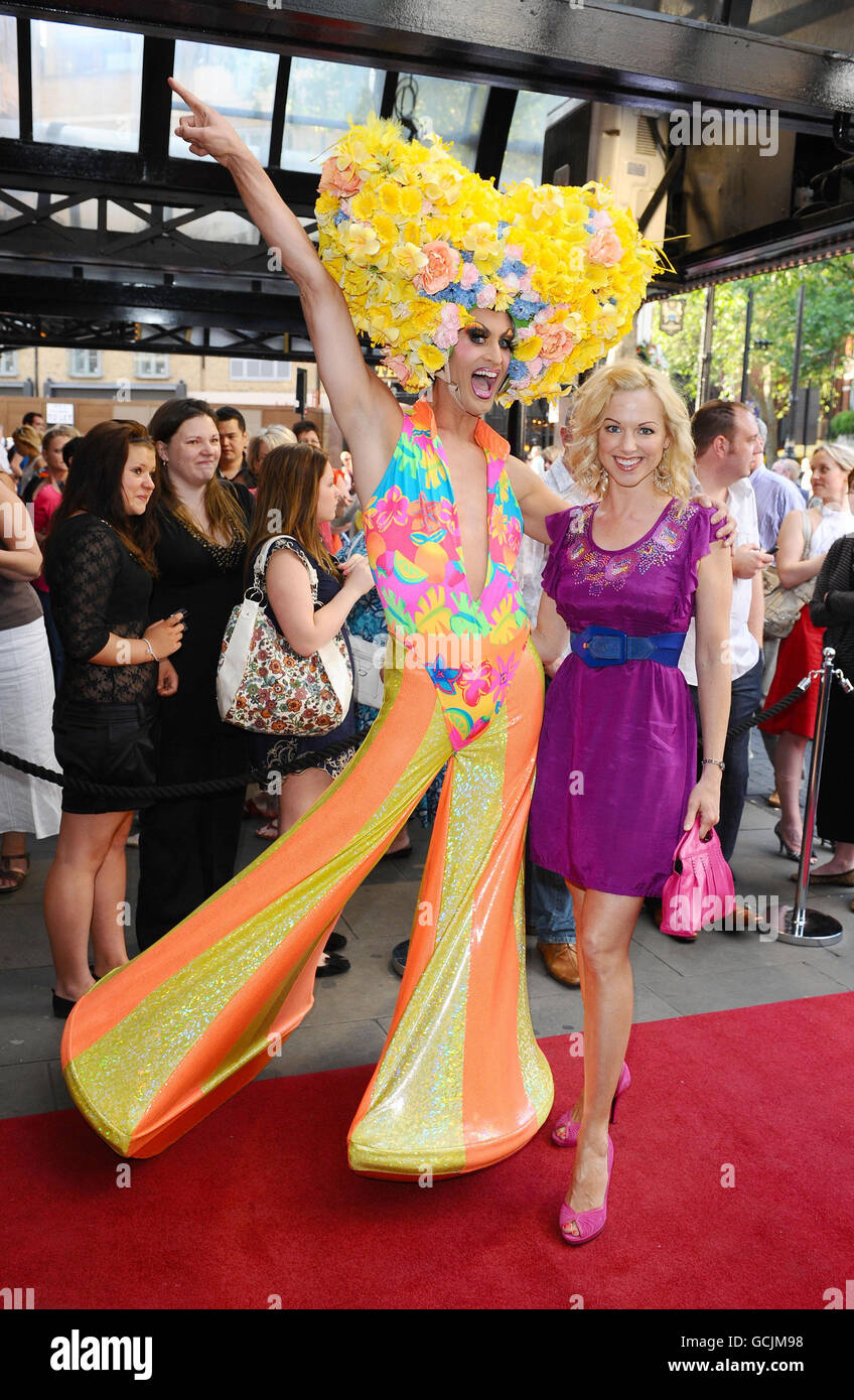Sarah Manners arrives to celebrate the cast change for Priscilla Queen Of The Desert The Musical at the Cambridge Theatre, London. Stock Photo