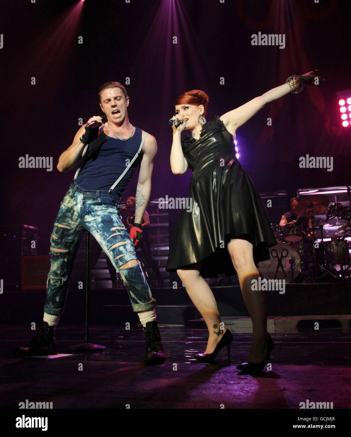 Jake Shears (left) and Ana Matronic of the Scissor Sisters performing