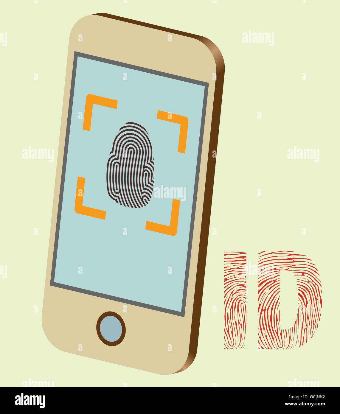 Vector detailed smartphone mock up with security fingerprint on screen ...