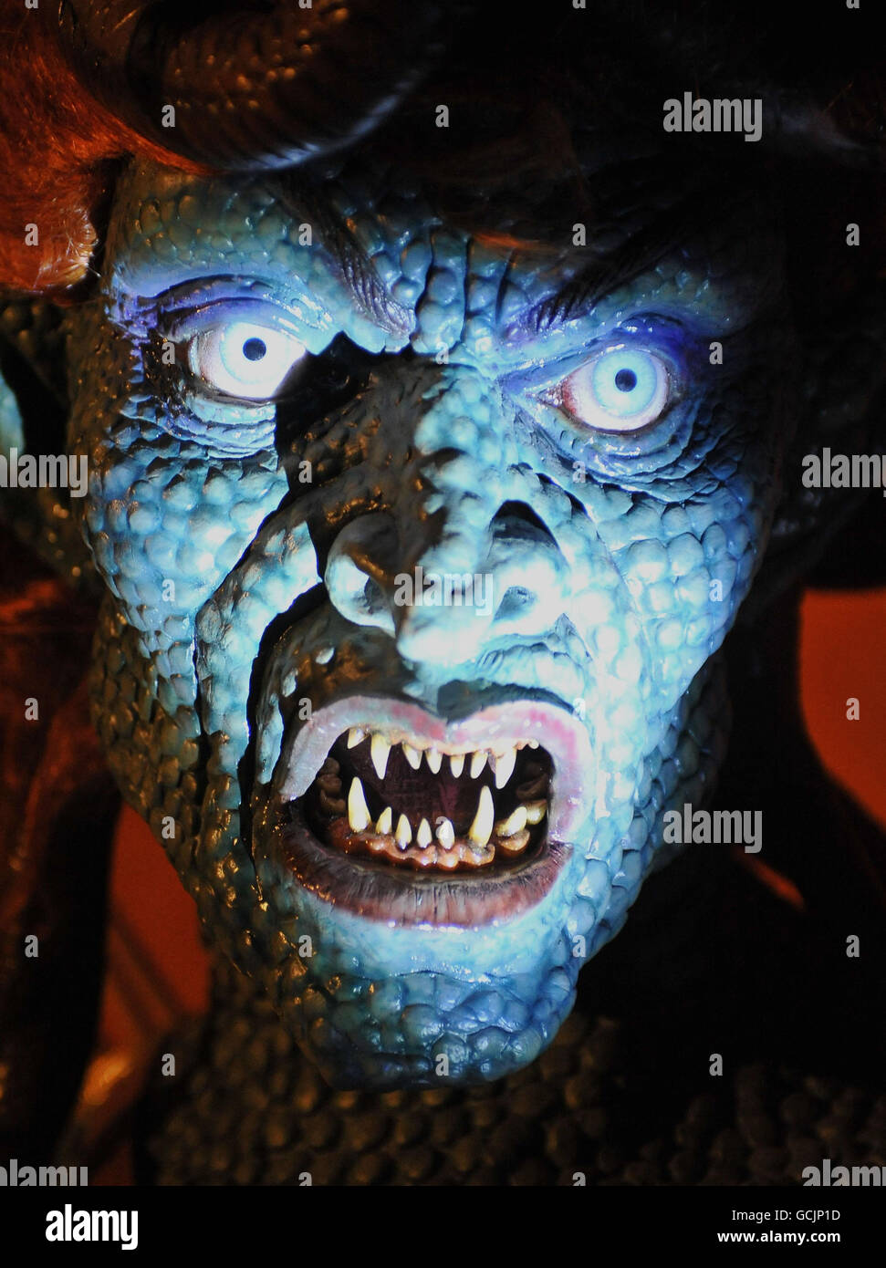 A model of the Medusa figure from the 1981 film Clash Of The Titans stands at the entrance to the London Film Museum's Ray Harryhausen - Myths And Legends exhibition. Stock Photo