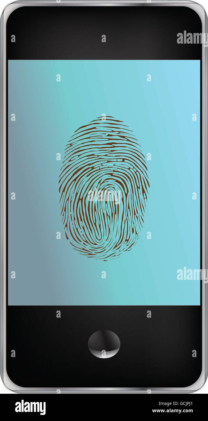 Vector detailed smartphone mock up with security fingerprint on screen ...