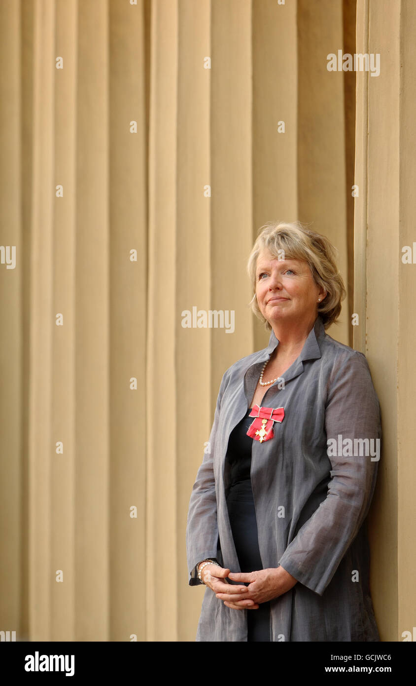 Head Teacher Jude Ragan after she was awarded an OBE by the Princess Royal at an investiture ceremony at Buckingham Palace, London. Stock Photo