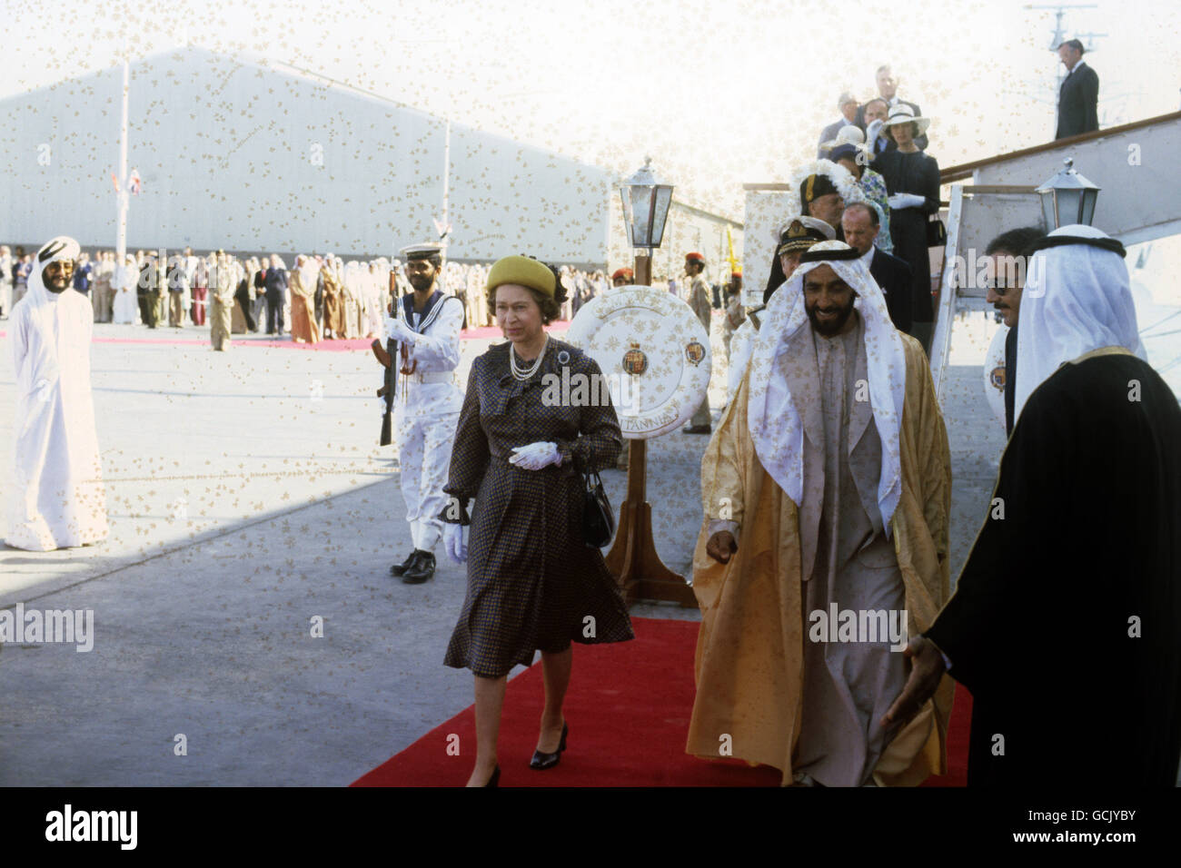 Royalty Queen Elizabeth II Tour of the Middle East Abu Dhabi Stock