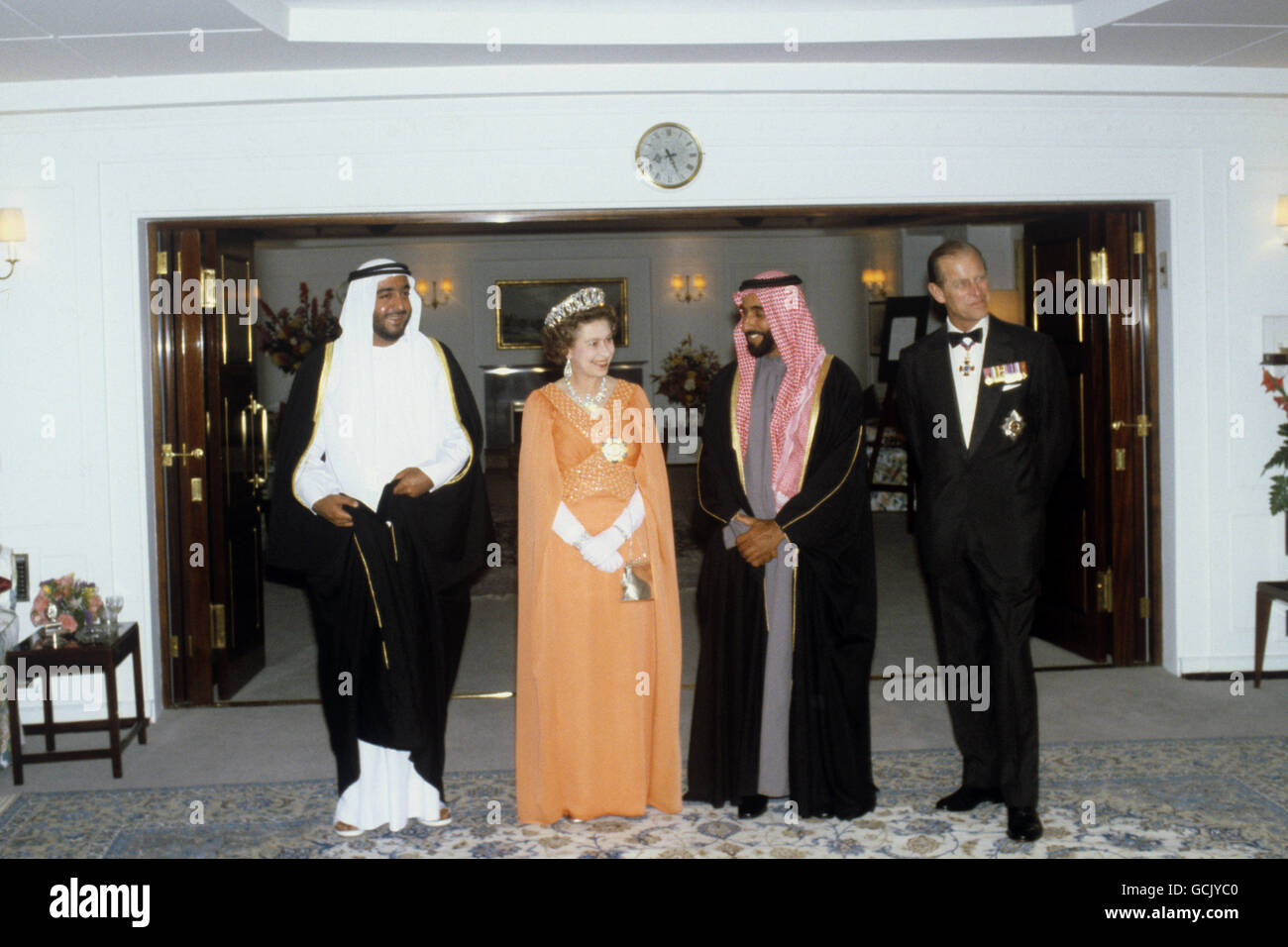 Royalty Queen Elizabeth II Tour of the Middle East Abu Dhabi Stock