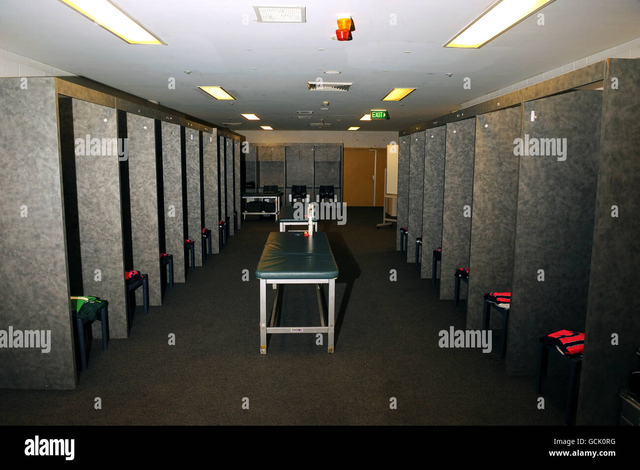 The everton dressing room at the anz stadium hires stock photography
