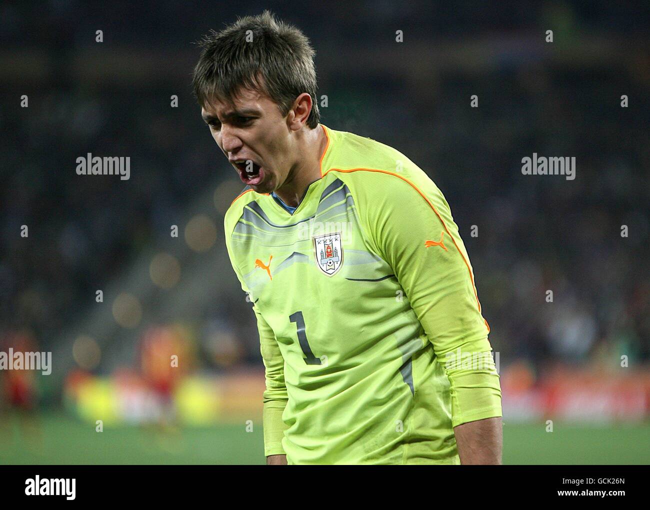 Uruguay's goalkeeper Nestor Fernando Muslera celebrates during the penalty shootout Stock Photo