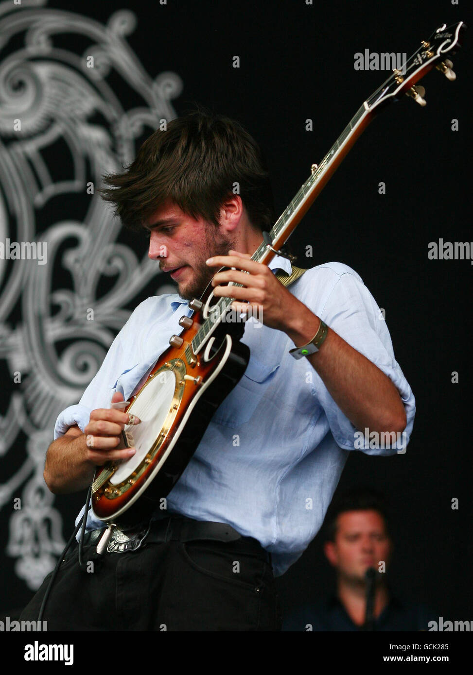 Hop Farm Festival. Winston Marshall of Mumford & Sons performs on stage at the Hop Farm Festival, Paddock Wood Kent. Stock Photo