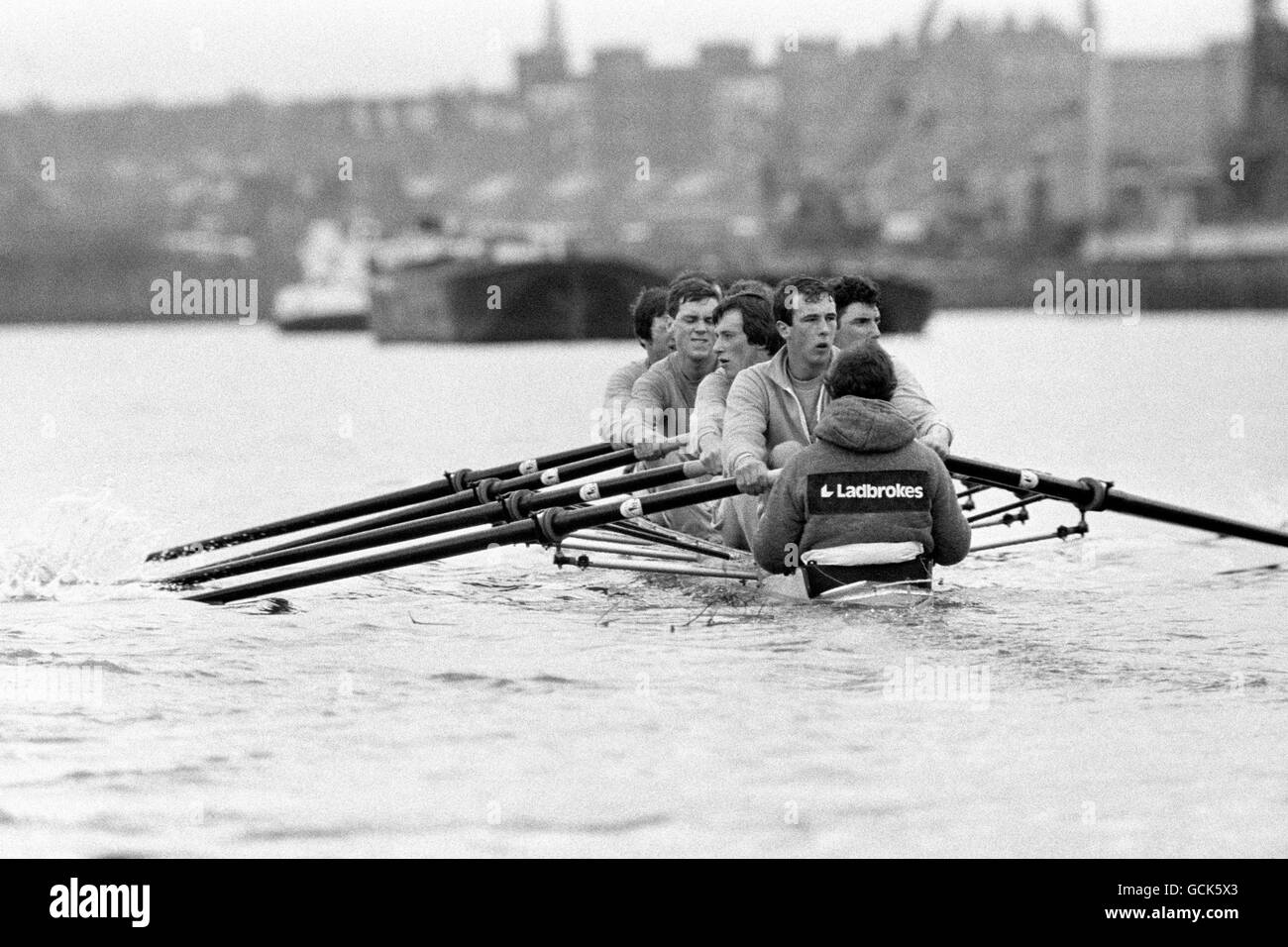 Rowing - 126th University Boat Race - Oxford v Cambridge - Cambridge Training - River Thames Stock Photo