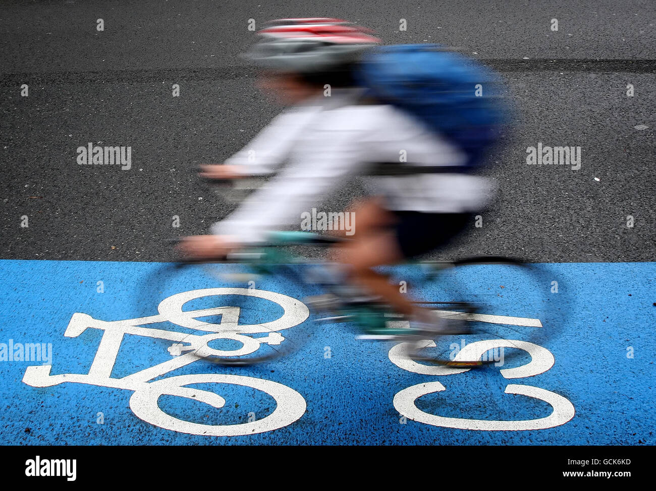 Cyclists rides on a cycle superhighway, in Kennington, central London Stock Photo