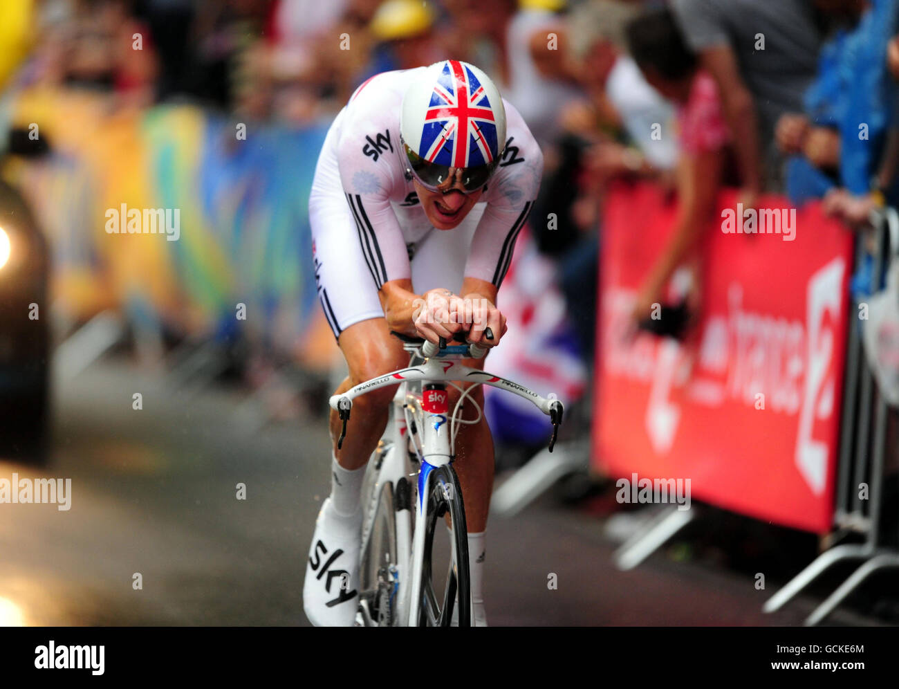 Team Sky's Bradley Wiggins from Great Britain during the Tour de France Preliminary Stage, Time Trial in Rotterdam, Netherlands. Stock Photo