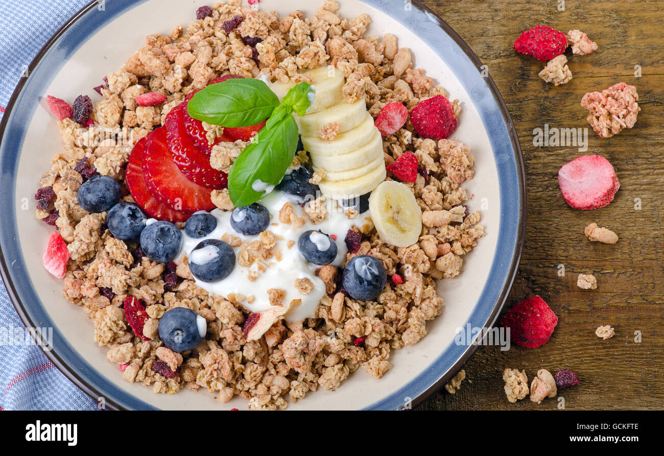 Healthy Breakfast. Muesli and berries with yogurt. Diet concept Stock ...