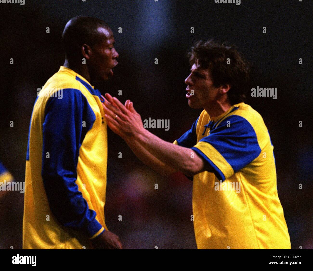 ITALIAN SOCCER. L-R: FAUSTINO ASPRILLA & GIANFRANCO ZOLA, PARMA Stock 